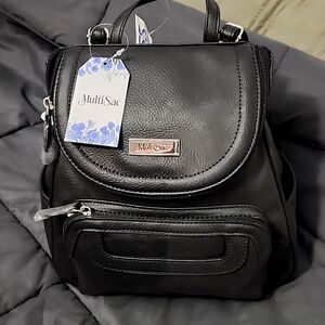 Multi Sac Backpack Purse-Black Pebble